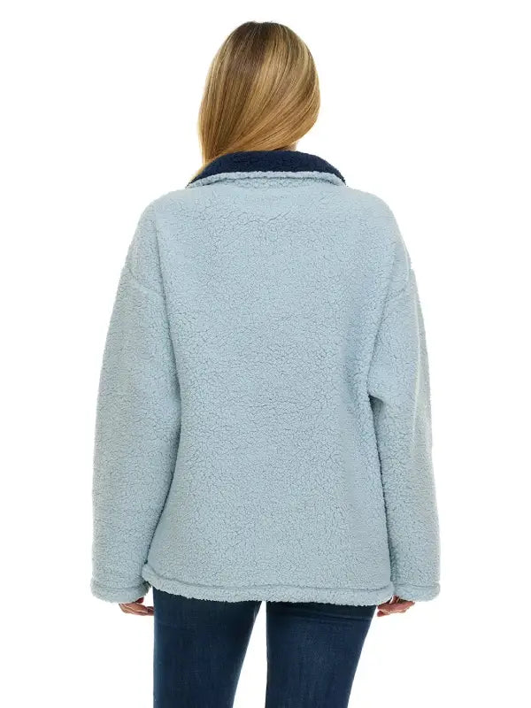 RECREATED Snoopy Sam's Club Sherpa Quarter-Zip Pullover Jacket crafted from thick sherpa material with a comfortable relaxed profile