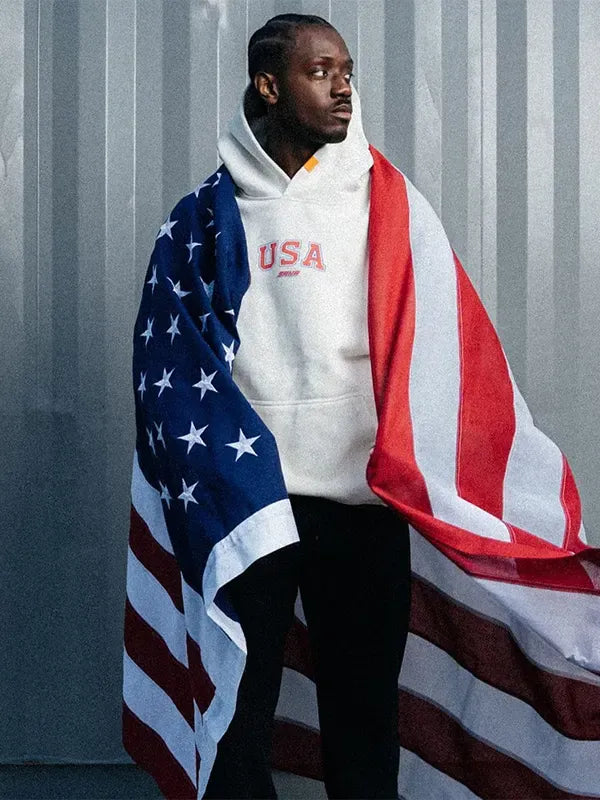 Recreated Sana Detroit 2026 Free Bird V2 off-white pullover fleece hoodie in unisex fit with soft brushed lining and relaxed silhouette