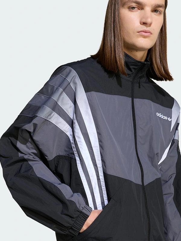 Recreated Adidas Laneway Lookbook 2026 Santiago full zip track jacket in black with a sleek athletic design
