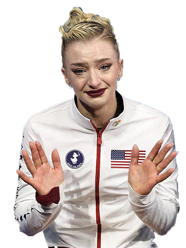 2026 Winter Olympics Team USA white jacket inspired by Amber Glenn with soft insulation and contemporary performance aesthetic