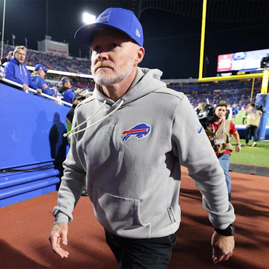 Nike Buffalo Bills 2025 Grey Fleece Hoodie offering comfort, durability, and subtle team detailing.