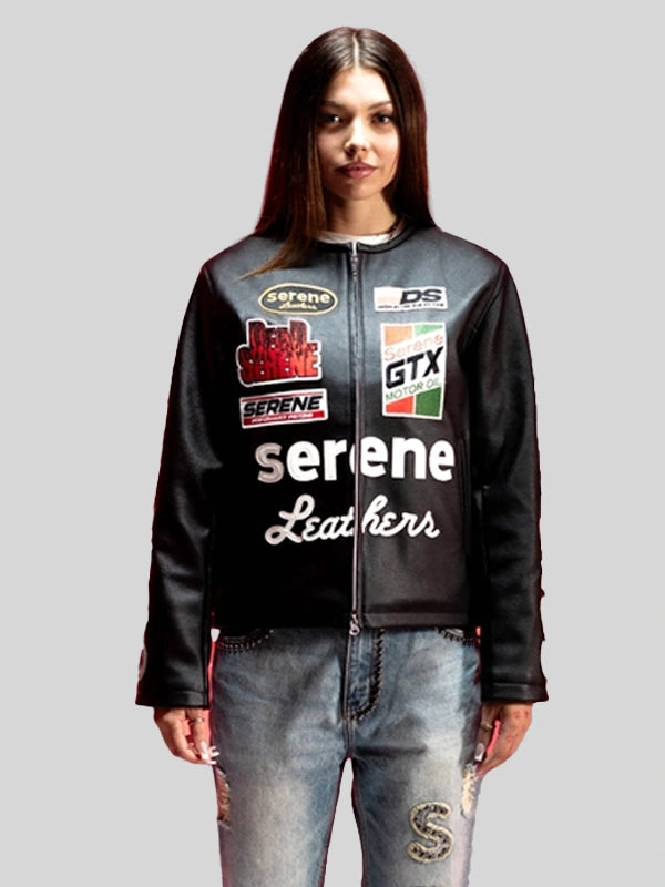 Black Serene GT leather jacket recreated with premium construction and contemporary minimalist look