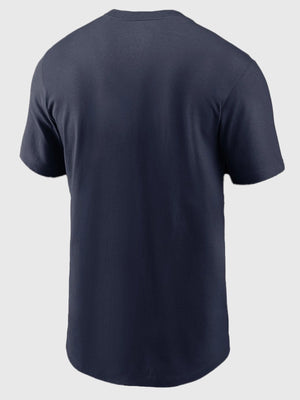 New England Patriots Super Bowl LX inspired navy Nike t-shirt recreated with bold championship graphic presence