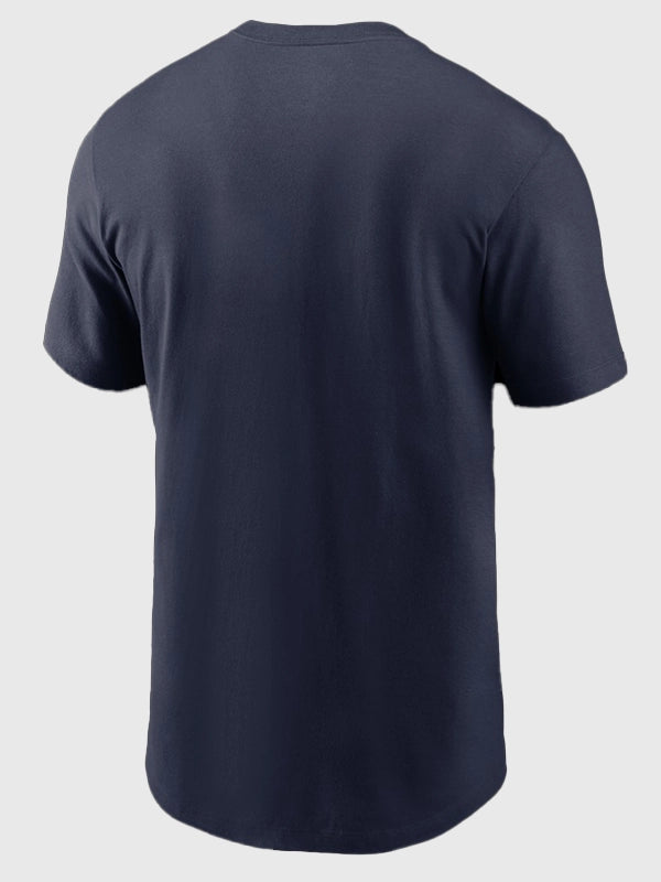 New England Patriots Super Bowl LX inspired navy Nike t-shirt recreated with bold championship graphic presence