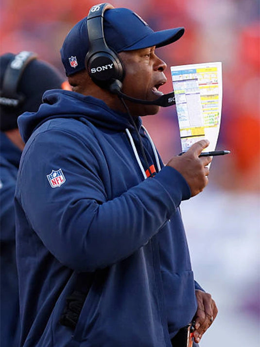 Unisex Denver Broncos sideline bomber jacket in deep navy offering warmth and a modern silhouette