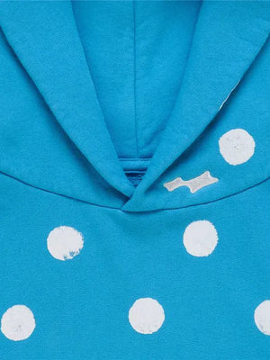 Justin Bieber Skylrk polka dot pullover hoodie recreated in blue with comfortable fleece build and standout detailing