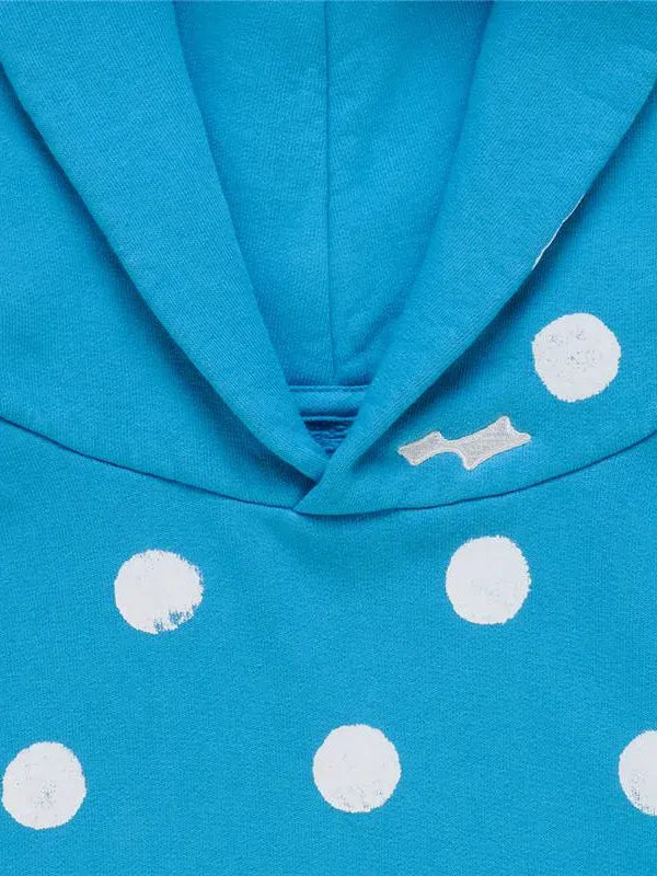 Justin Bieber Skylrk polka dot pullover hoodie recreated in blue with comfortable fleece build and standout detailing
