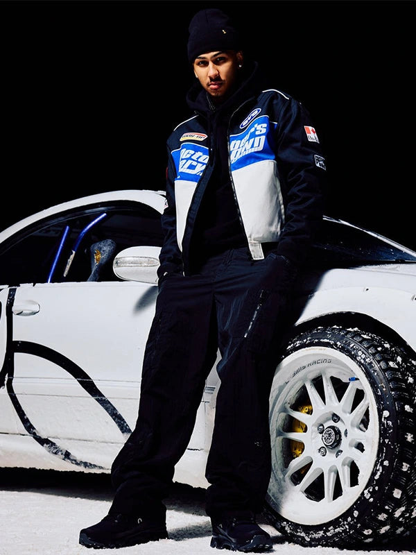 RECREATED OVO Winter Survival 2026 Snowcross Racing full zip jacket in black with sporty silhouette