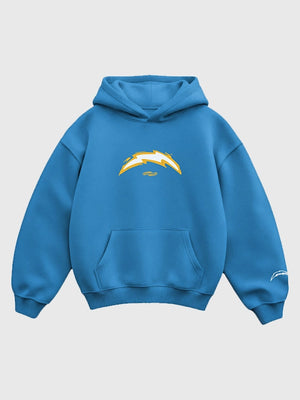 Seen x Chargers pullover hoodie in blue with cozy fleece construction and expressive front graphic