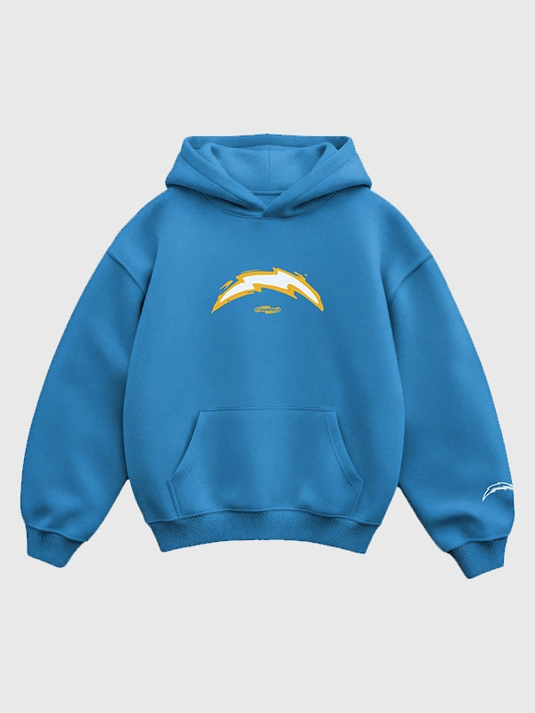 Seen x Chargers pullover hoodie in blue with cozy fleece construction and expressive front graphic