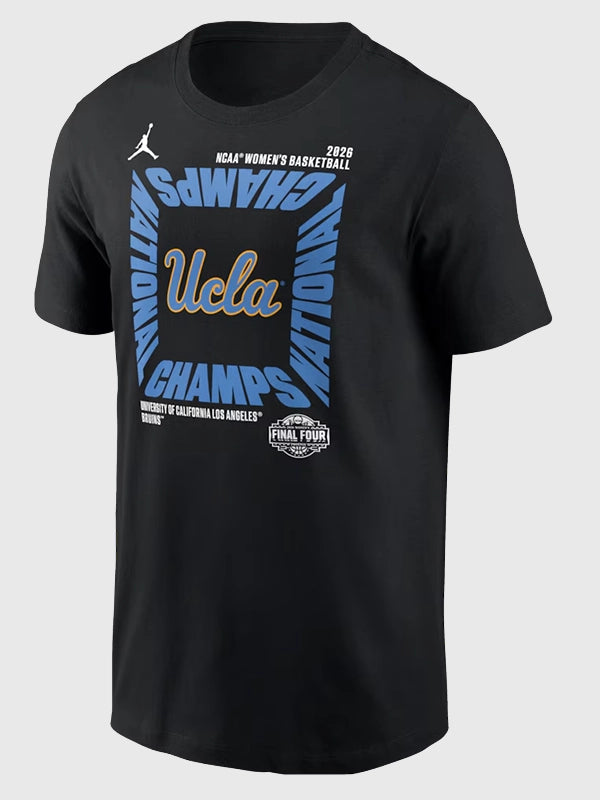 UCLA Bruins 2026 NCAA Women’s Basketball champions t-shirt recreated in black with classic crew neck and bold print design