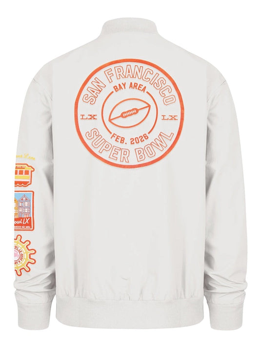 Stoney Clover Lane RECREATED 2026 Super Bowl LX ’47 twill bomber jacket in grey with premium detailing