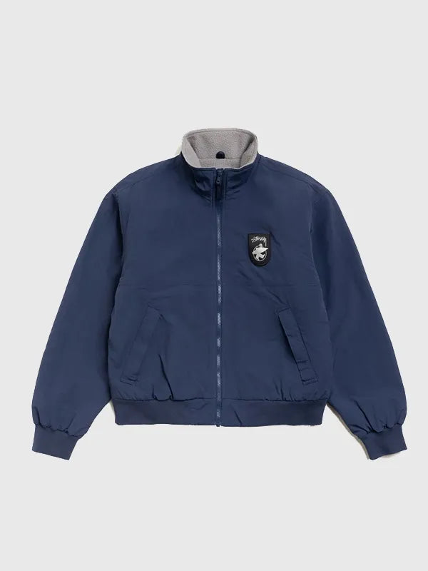 Recreated 2026 Stussy unisex navy blue polar fleece lined jacket with soft insulated interior and relaxed streetwear fit