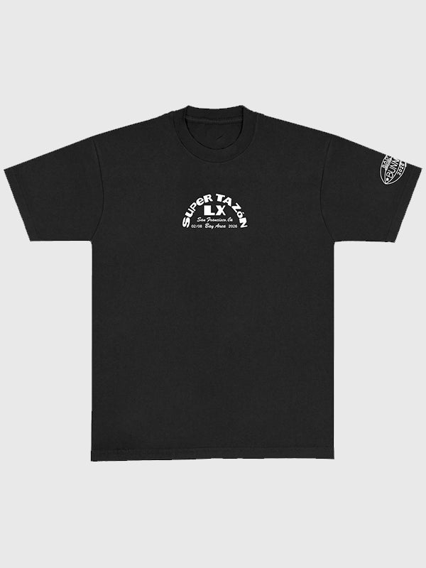Black Bad Bunny x Super Tazón LX unisex T‑shirt featuring iconic cereal bowl graphic for game day culture
