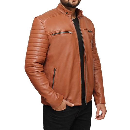 Michael Tan Brown Sheepskin Leather Jacket