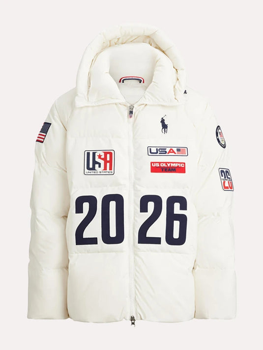 Team USA Milano Cortina 2026 off-white Flagbearer jacket crafted by Polo Ralph Lauren for casual and active winter wear
