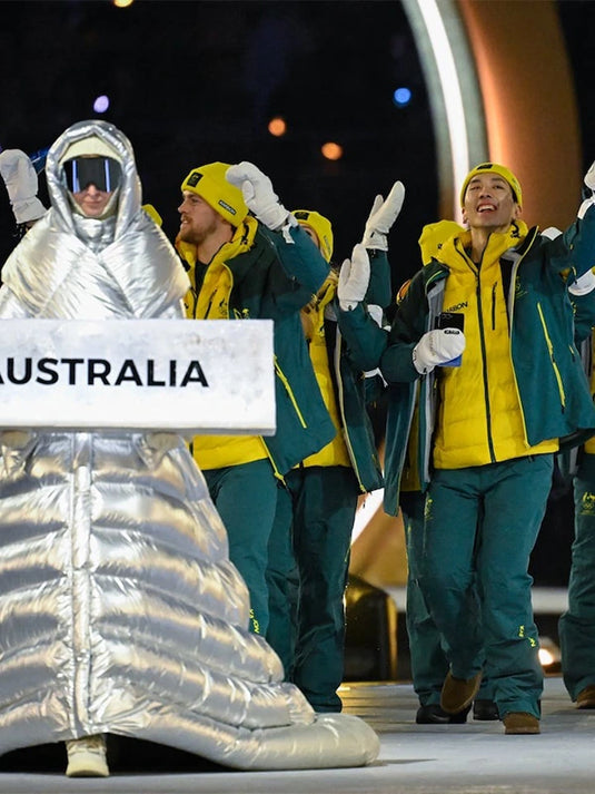 Recreated Milano Cortina 2026 Team Australia full-zip hooded jacket in green with a unisex athletic fit