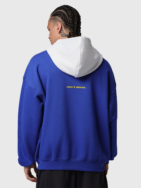 RECREATED Team Brazil World Cup 2026 Nike Jordan Blue Pullover Hoodie showcasing a sleek pullover design with football-inspired detailing