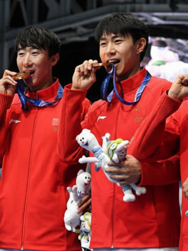 Milano Cortina 2026 themed Team China opening ceremony jacket in vibrant red with modern sporty detailing