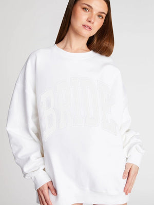 RECREATED The Bar 2026 Bride Fleece Oversized Sweatshirt in White offering warm fleece comfort with a stylish relaxed profile