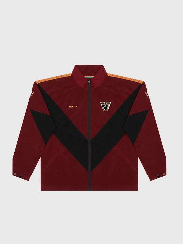 Recreated red Nike Nocta Venezia 25/26 full-zip track jacket with structured silhouette and clean athletic style