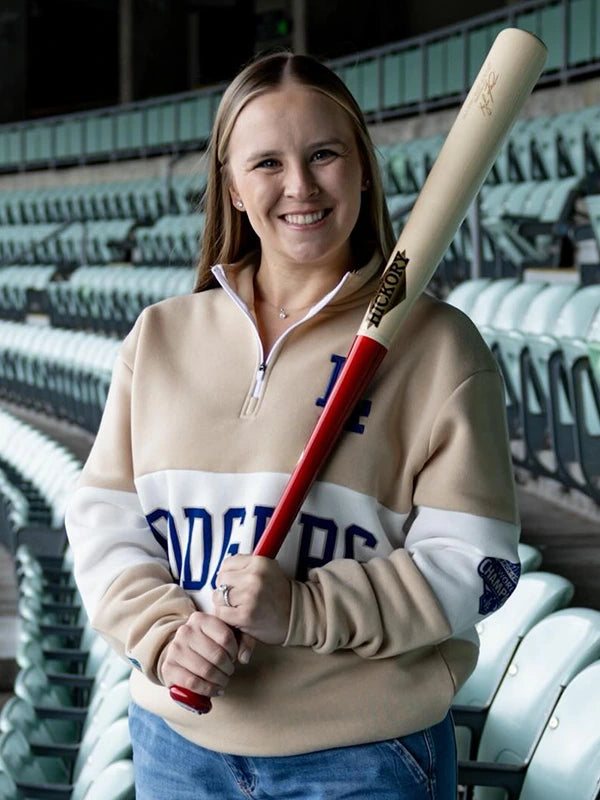Los Angeles Dodgers UCLA Health Women’s Night Quarter Zip Sweatshirt featuring soft interior and clean logo detailing for everyday comfort