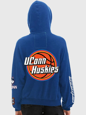 RECREATED UConn Huskies Final Four 2026 Aviator Nation Blue Pullover Hoodie crafted from premium fleece with a comfortable laid-back profile