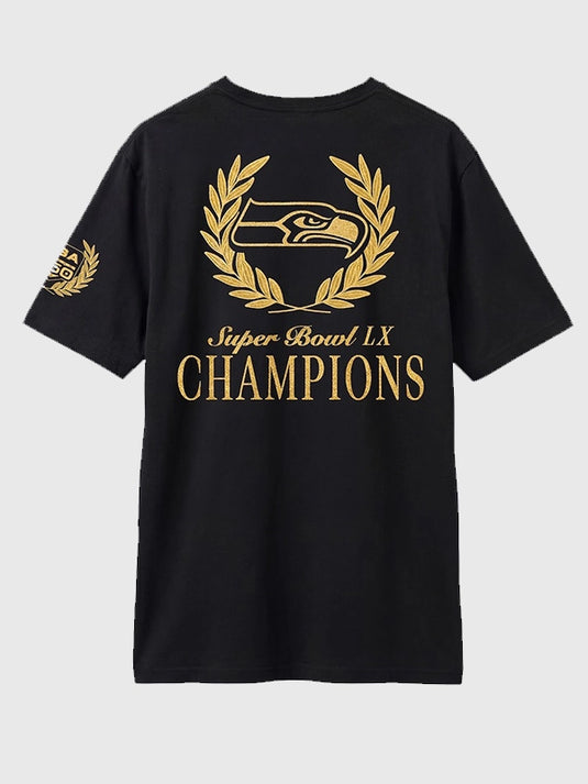 Nike black Super Bowl LX Seahawks Champions Locker Room Trophy Collection T-shirt with relaxed crew neck fit