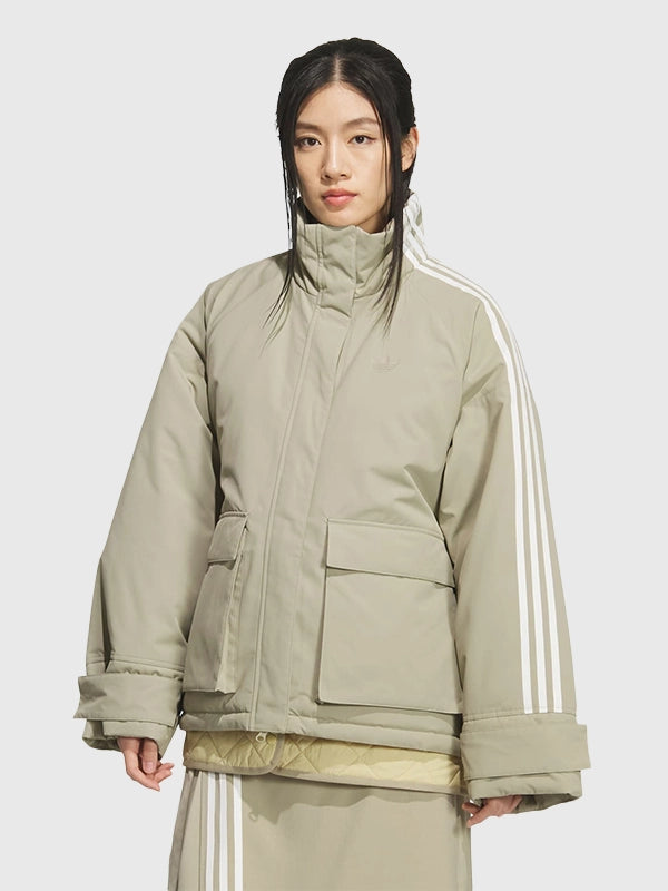 RECREATED Adidas premium 3-Stripes oversized 3S padded jacket with insulated construction and relaxed fit