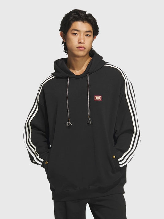 RECREATED Adidas black fleece unisex pullover hoodie inspired by the Lunar New Year SS26 theme