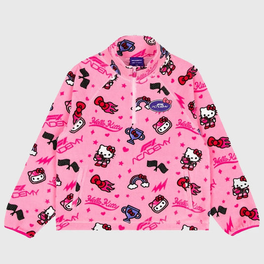 Hello Kitty Formula 1 Academy Pink Fleece Jacket by Recreation with playful all over graphic design.