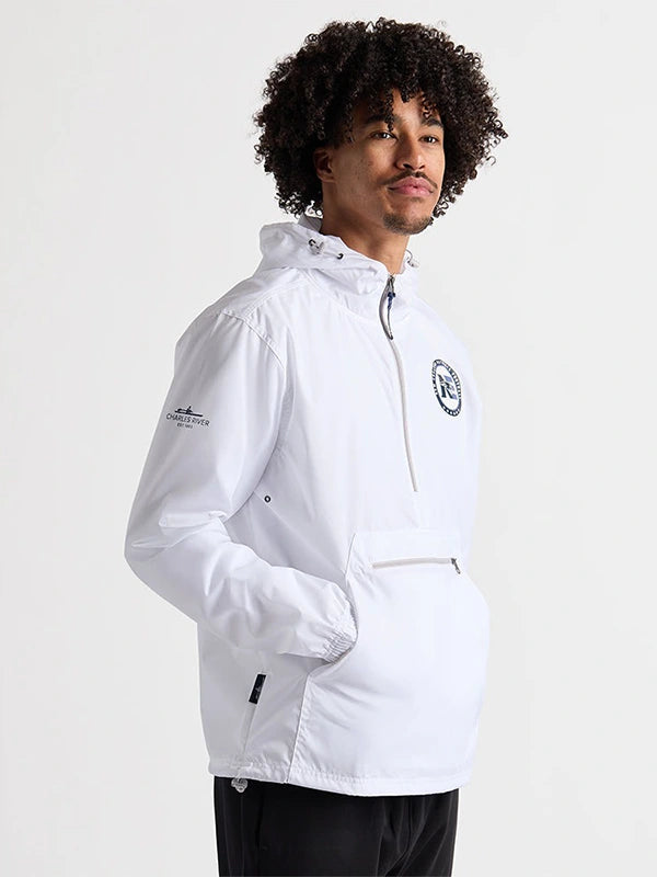 Recreation Charles River Patriots 2026 half-zip pullover jacket in white with soft fabric and versatile styling