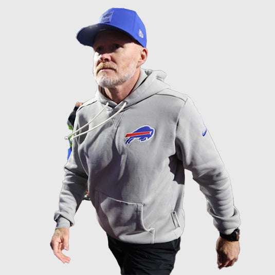 Sean McDermott Buffalo Bills 2025 Grey Fleece Pullover Hoodie by Nike with soft athletic fabric.