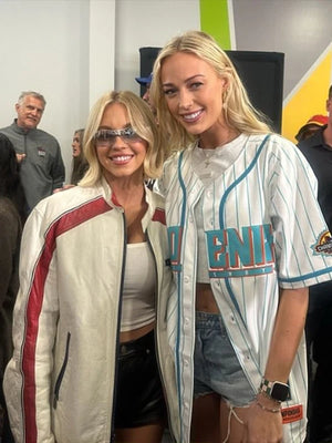 NASCAR Cup Series 2025 Sydney Sweeney White Leather Racing Jacket designed for a sleek and stylish look.