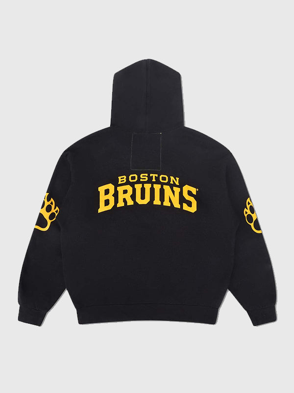 Aviator Nation 2026 Boston Bruins hoodie recreated in black with smooth texture and modern streetwear appeal