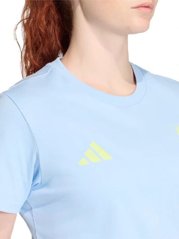 Light blue Adidas Boston Marathon 2026 retro t-shirt recreated for everyday casual wear and sporty comfort