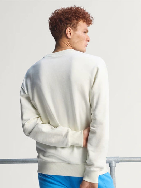 RECREATED Adidas 2026 Boston Marathon ALL SZN crewneck sweatshirt in off-white featuring marathon-inspired graphics