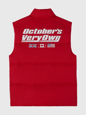 RECREATED OVO Alpine Bounce vest in red from Winter Survival 2026 with bold winter-ready styling
