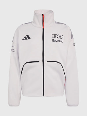 Recreated Adidas x Audi Revolut F1 Team white fleece jacket combining motorsport-inspired design and casual comfort