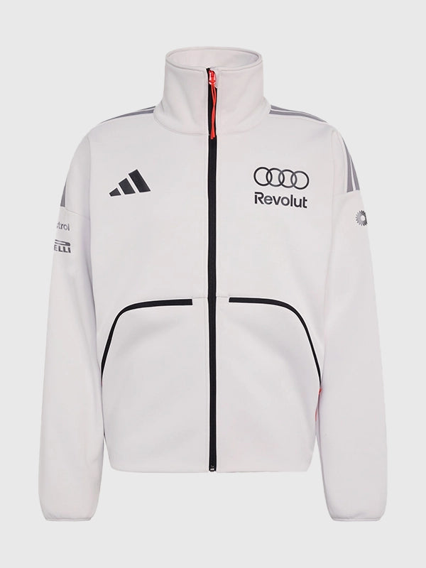 Recreated Adidas x Audi Revolut F1 Team white fleece jacket combining motorsport-inspired design and casual comfort