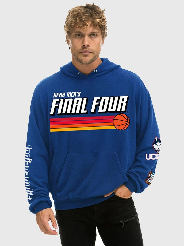 RECREATED Blue Aviator Nation UConn Huskies Final Four 2026 Hoodie showcasing a cozy pullover design with vintage sportswear appeal