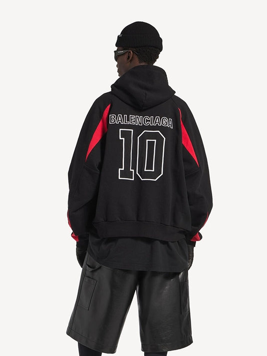 Black NBA x Balenciaga oversized fleece zip-up hoodie blending modern luxury aesthetics with basketball culture