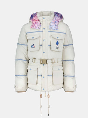 Milano Cortina 2026 Team France insulated hooded jacket by Le Coq Sportif with casual sporty styling