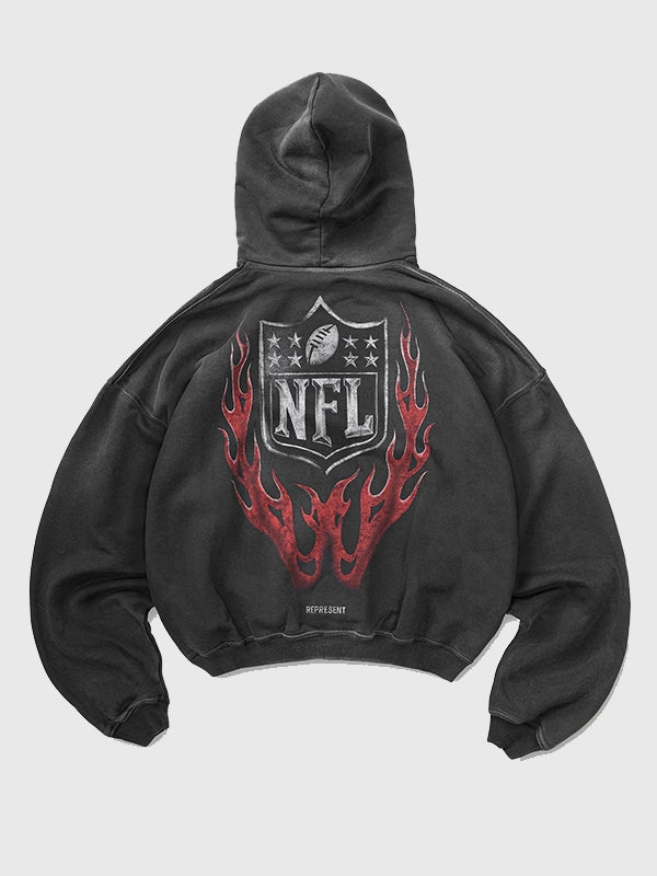 Shield Black Fleece Hoodie by Fanatics x Represent designed with relaxed unisex fit and clean modern streetwear silhouette