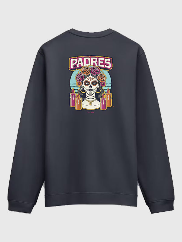 San Diego Padres Nike 2026 City Connect sweatshirt recreated in obsidian with classic crew design and subtle graphic detailing