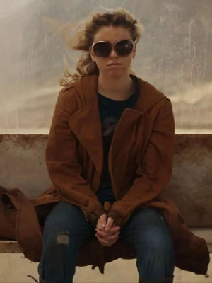 Brown cotton trench coat inspired by Milly Alcock as Kara Zor-El in Supergirl 2026 featuring structured tailoring and button front closure