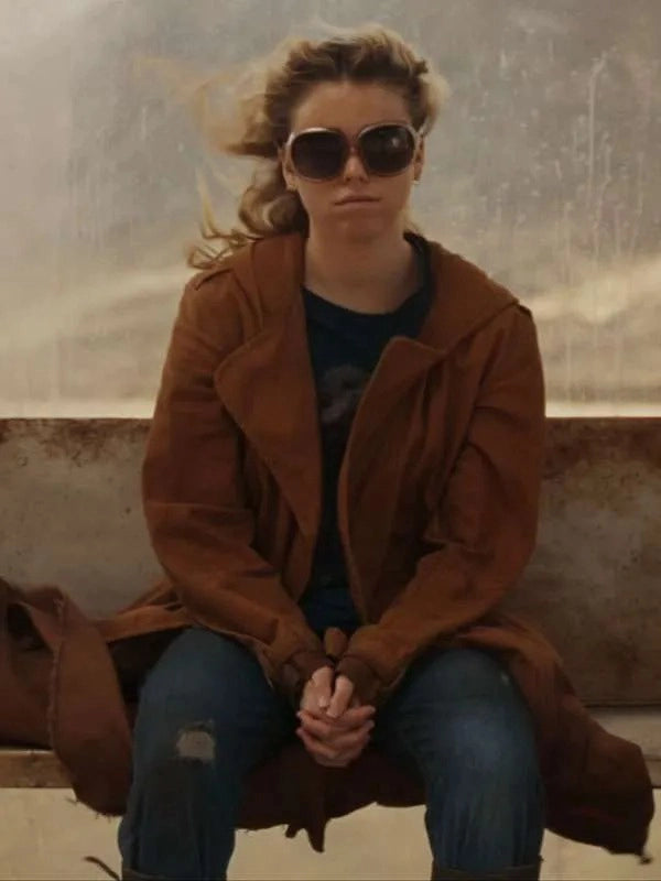 Brown cotton trench coat inspired by Milly Alcock as Kara Zor-El in Supergirl 2026 featuring structured tailoring and button front closure