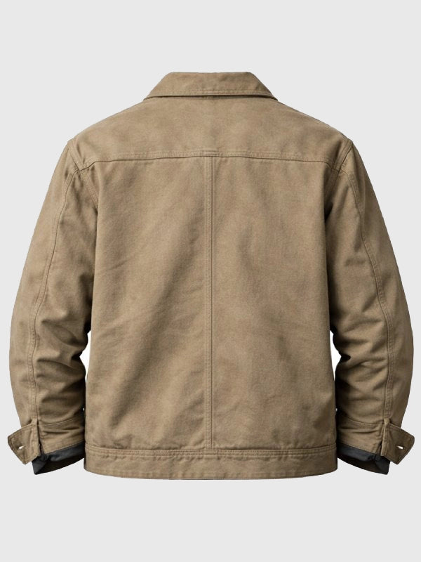 Brown cotton jacket inspired by Luke Grimes in Marshals 2026 featuring sturdy construction and everyday versatility