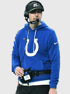 Shane Steichen inspired recreated fleece pullover hoodie combining Indianapolis Colts identity with Nike athletic design