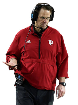 Curt Cignetti Hoosiers Adidas 1/4 zip short sleeve jacket in red with practical pockets on the side